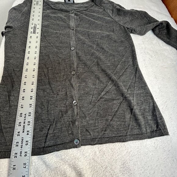 Lafayette 148 New York Women's Gray Wool Cardigan Sweater Button Front Large - Picture 7 of 7